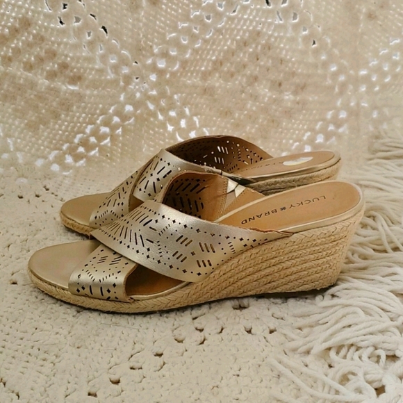 Lucky Brand |Gold Keela Leather Espadrille Sandal - Picture 2 of 6